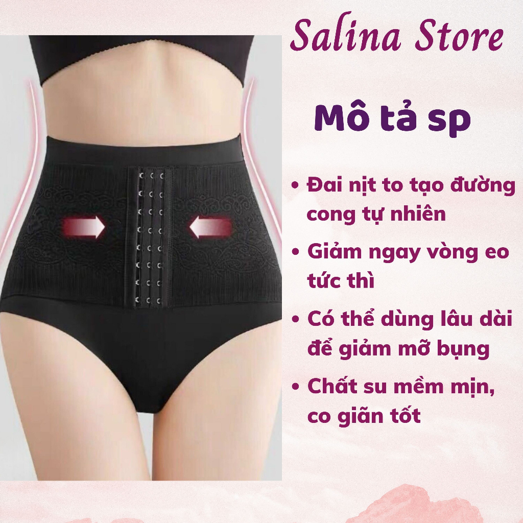 Quần gen nịt bụng mặc váy siết eo cao cấp, nâng mông có móc cài trước định hình giúp eo thon gọn MS801 - SALINA STORE