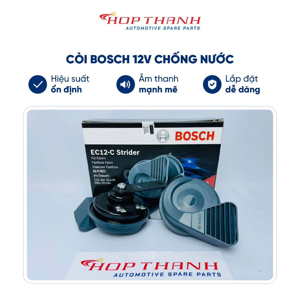 Còi BOSCH với thiết kế chống nước dành cho ô tô chính hãng 12V, mã 0986AH0220