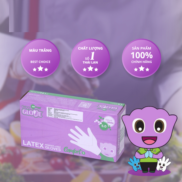 Găng tay y tế không bột màu trắng cao su tự nhiên hộp 100 cái