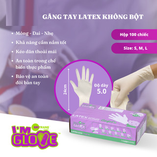 Găng tay y tế không bột màu trắng cao su tự nhiên hộp 100 cái