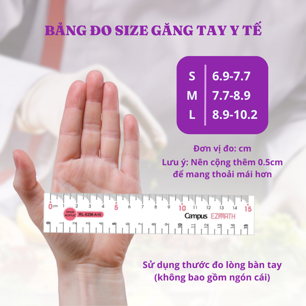 Găng tay y tế không bột màu trắng cao su tự nhiên hộp 100 cái