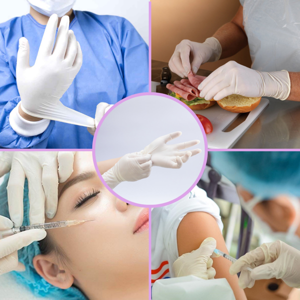 Găng tay y tế không bột màu trắng cao su tự nhiên hộp 100 cái