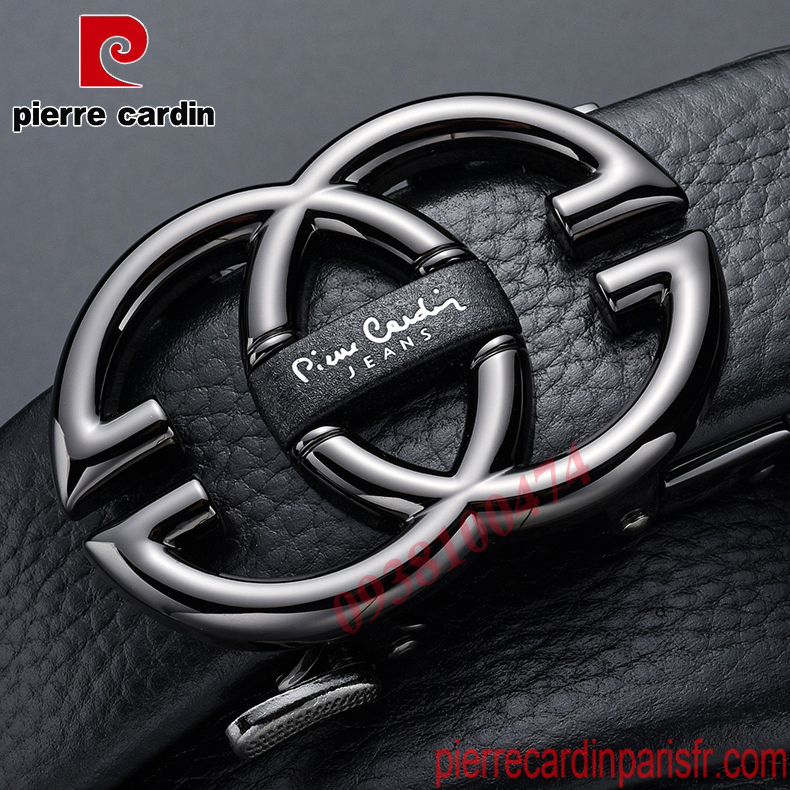 Thắt lưng Pierre Cardin chính hãng dây da bò thật khóa chốt tự động mặt khóa tròn PCJ1087