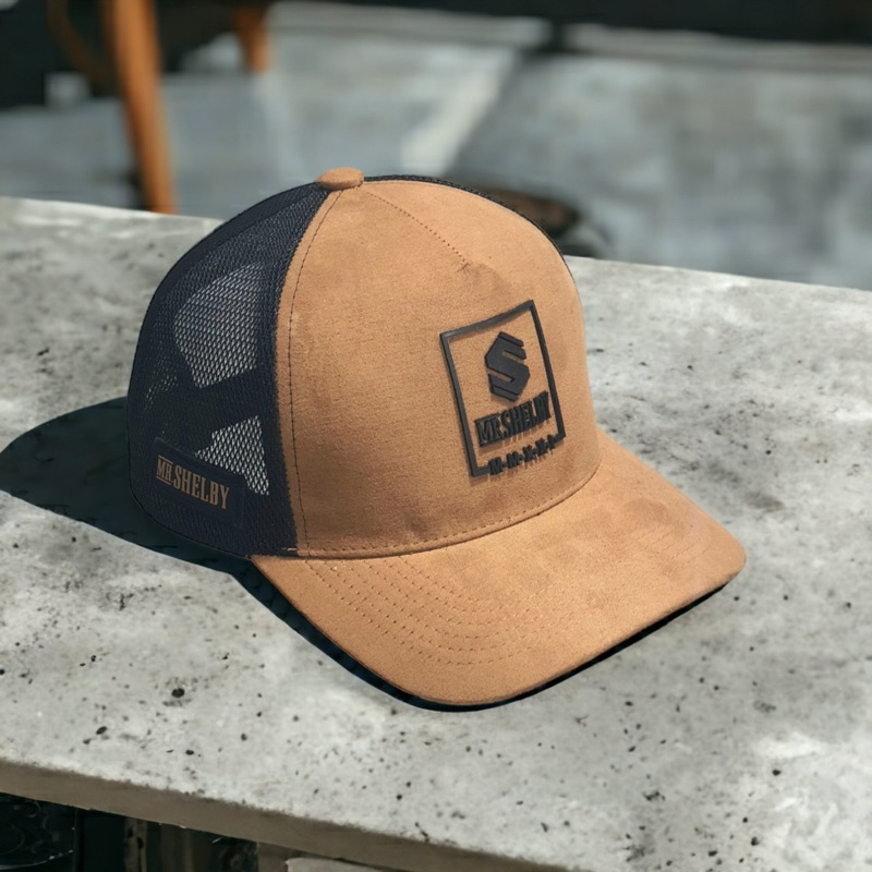 Nón kết lưỡi trai mỏ bò da lộn S - mũ lưỡi trai phối lưới Da S thể thao unisex