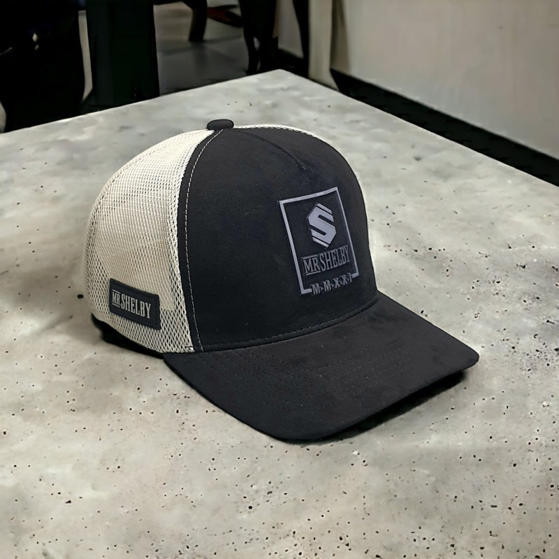 Nón kết lưỡi trai mỏ bò da lộn S - mũ lưỡi trai phối lưới Da S thể thao unisex