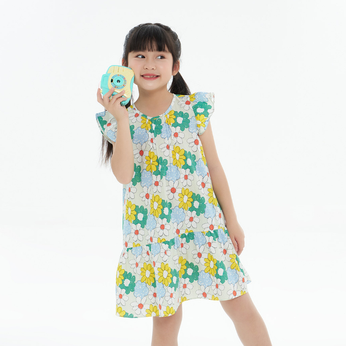 Váy tay bèo bé gái CHIHO. Váy thiết kế dáng chữ A, với chất liệu cotton 100% nhẹ nhàng, thoáng khí - GDS317R