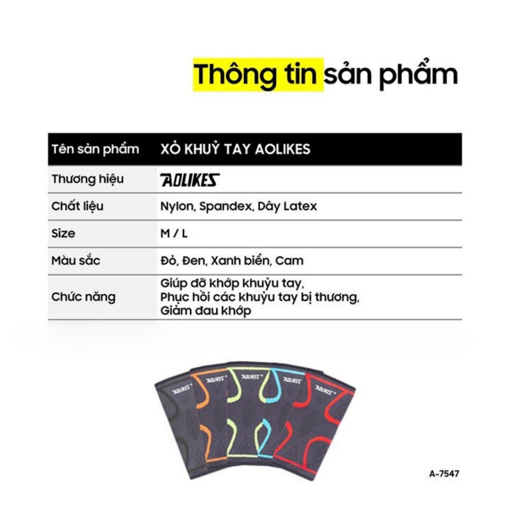 Băng Bảo Vệ Khuỷu Tay Chính Hãng Aolikes Đai Đeo Khuỷu Tay Chơi Thể Thao AL7547