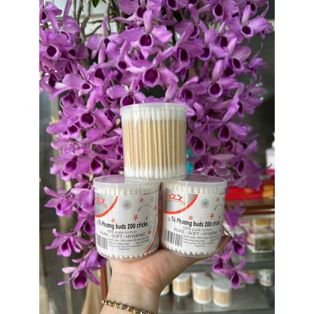 Bông Ngoáy Tai Người Lớn Lấy Ráy Tai Thân Gỗ hũ 200 que hàng việt nam