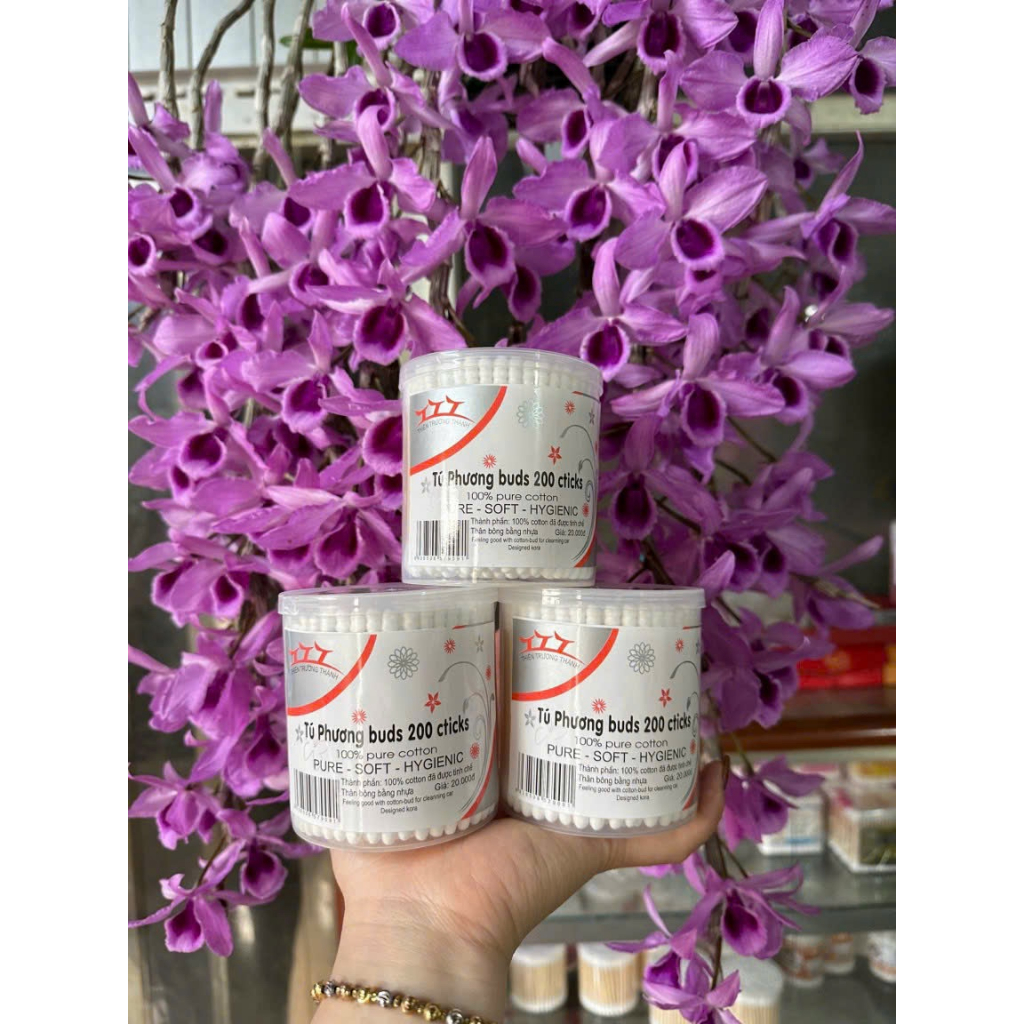 Bông Ngoáy Tai Người Lớn Lấy Ráy Tai Thân Gỗ hũ 200 que hàng việt nam