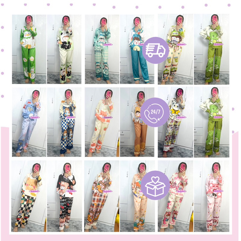 Đồ Ngủ Pijama Nữ tay dài quần dài DƯỚI 63KG Mặc Nhà Chất Lụa Xước