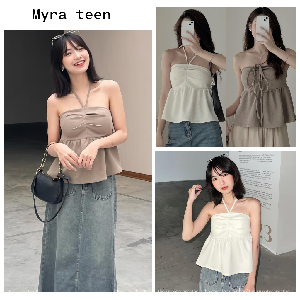 Áo quây cổ yếm kèm mút ngực khoá sườn Myra.teen - Aoquaycoyempeplum2251 P0K/43