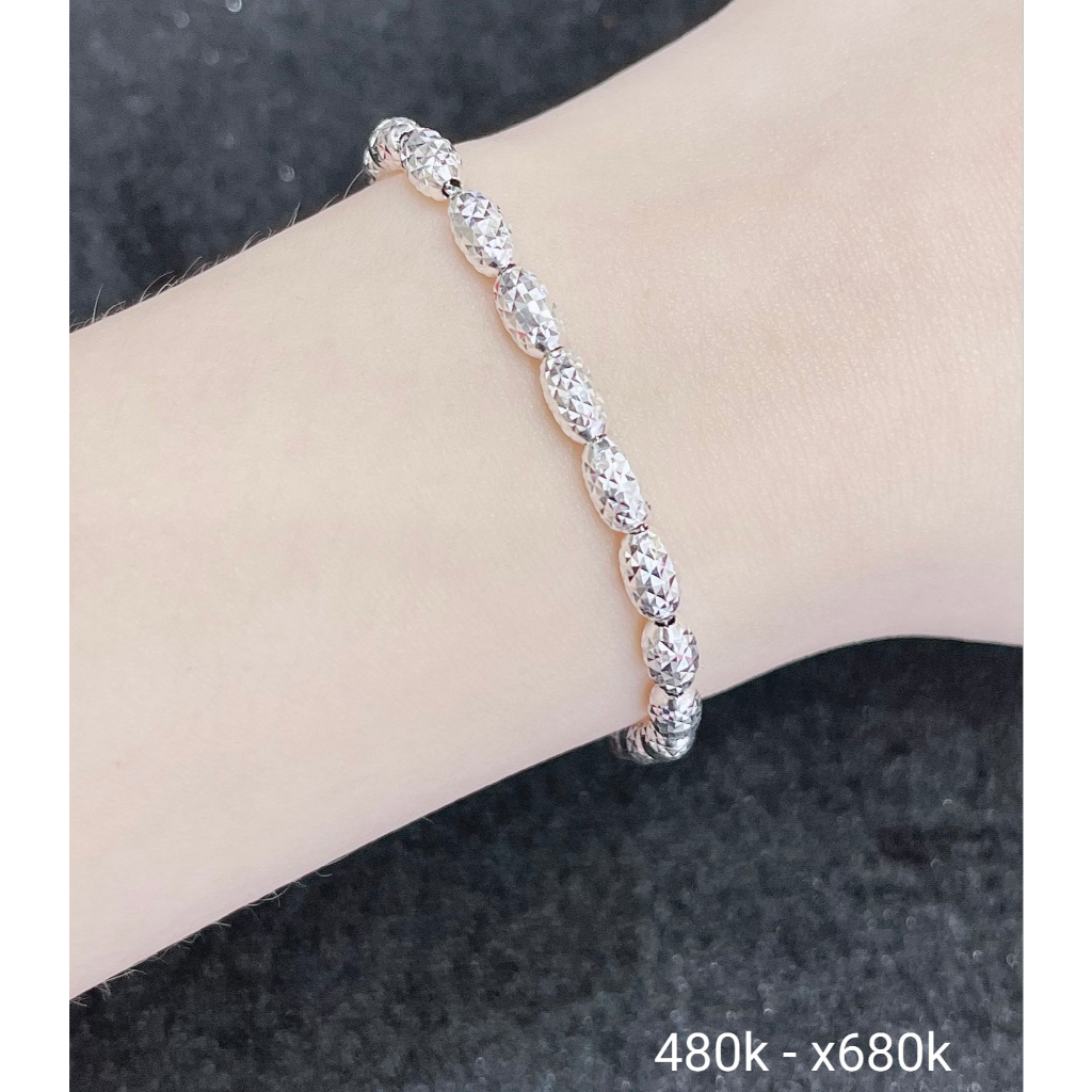 Lắc tay bạc 925 hạt gạo khắc hoa văn
