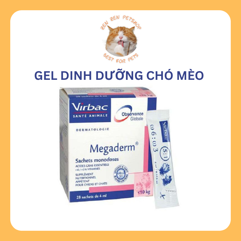 Gel Dinh Dưỡng Virbac Megaderm Gói 4ml - Gel Mượt Lông, Da Và Giảm Ngứa Cho Chó Mèo. HCM. zenzen_petshop
