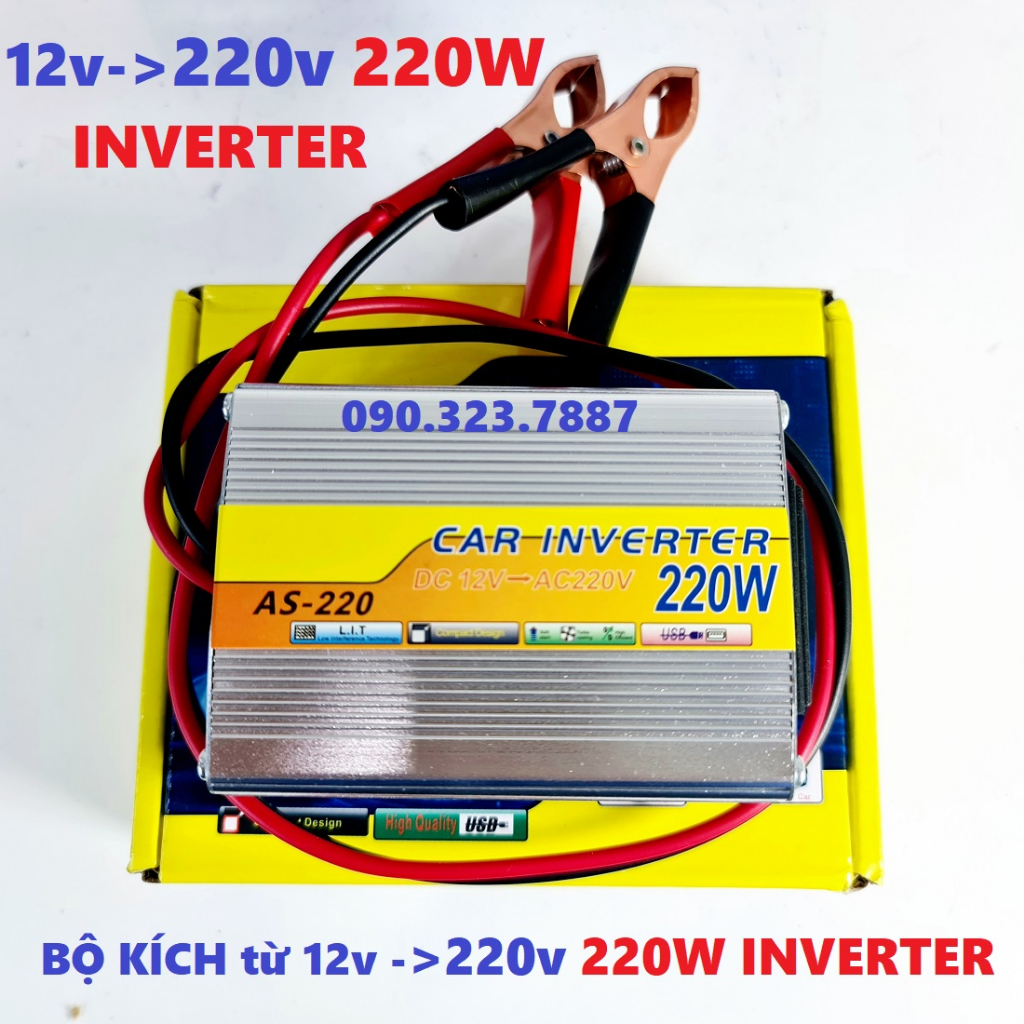 Bộ kích điện 12V DC sang 220V AC 220W, 500w, 1000w chuẩn  Sóng Sin Inverter.