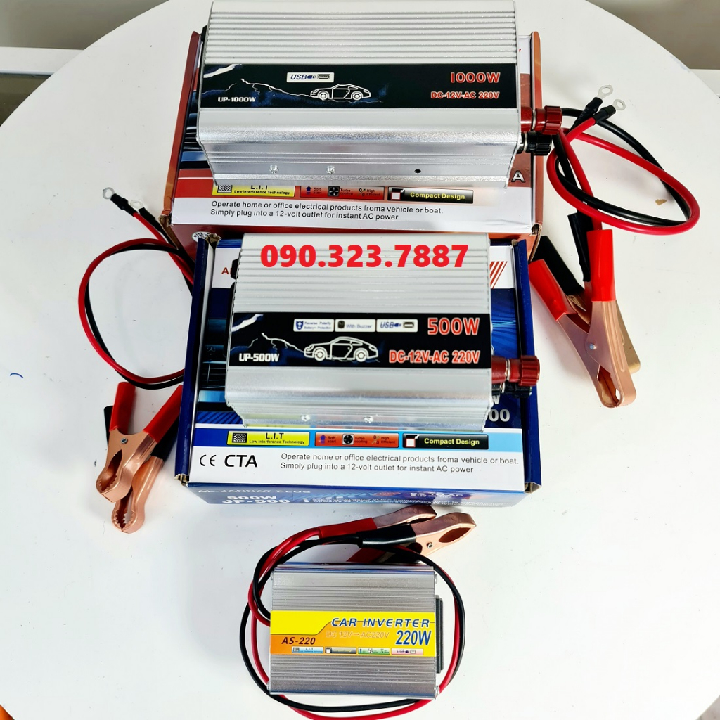 Bộ kích điện 12V DC sang 220V AC 220W, 500w, 1000w chuẩn  Sóng Sin Inverter.