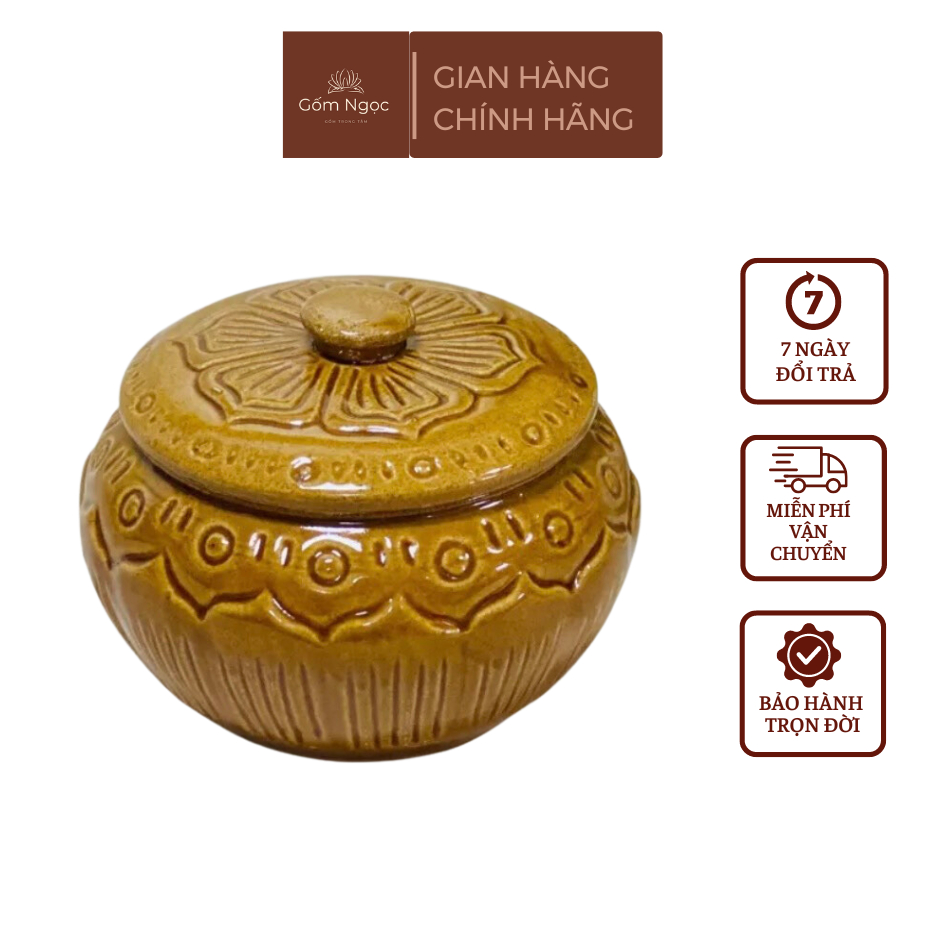 Âu hũ phạng liễn mỡ muối sành sứ Bát Tràng