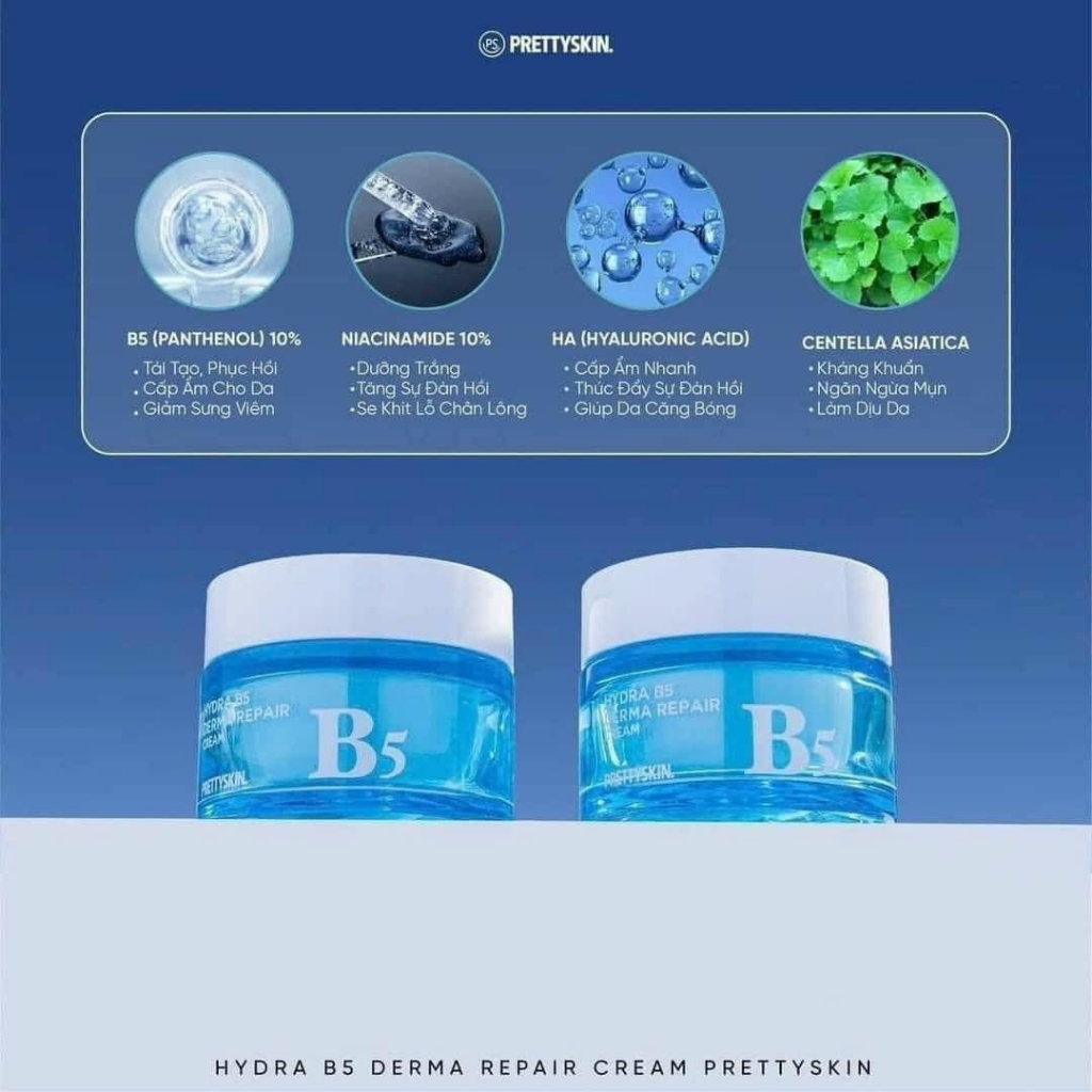 Kem dưỡng hydra B5 nhà Prettyskin giúp cấp ẩm, phục hồi và dưỡng trắng da