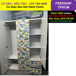 Tủ quần áo Ngọc Diệp ND-SE3C1802nkC - 2 buồng treo-  cao 1m8 - chất liệu nhựa lõi gỗ - Có giao sau giờ hành chính