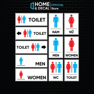 Decal Nhà Vệ Sinh, Decal Bảng Toilet, WC, Sticker Decor Nhà Vệ Sinh Dán Kính, Tường, Gạch Men, Gỗ Chống thấm nước