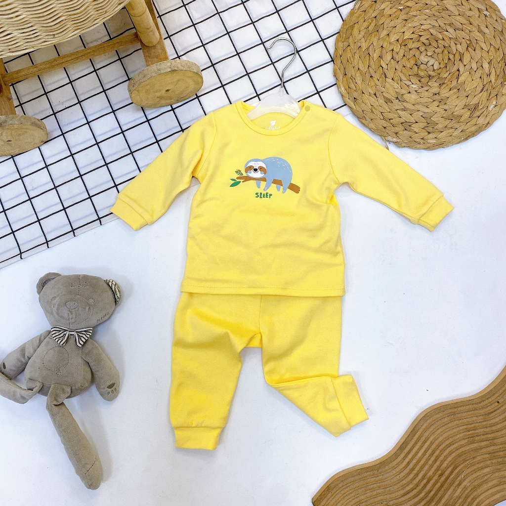 Bộ dài tay bé trai bộ dài tay bé gái thu đông Lullaby hoạ tiết con vật chất liệu dày dặn NH232V