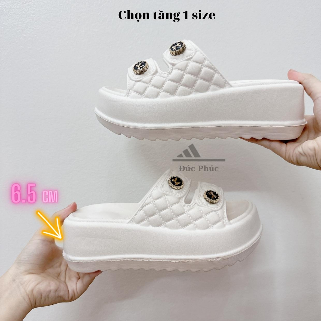 Dép nữ bánh mì nữ 2 quai hình NƠ xăng đan đế độn tăng chiều cao 6.5cm Đức Phúc chọn tăng 1 size