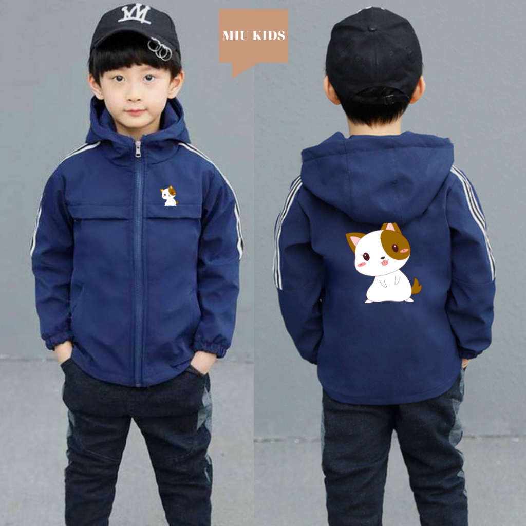 Áo Khoác bé trai và bé gái dù 2 lớp từ 14kg đến 40kg in hình dễ thương Z35