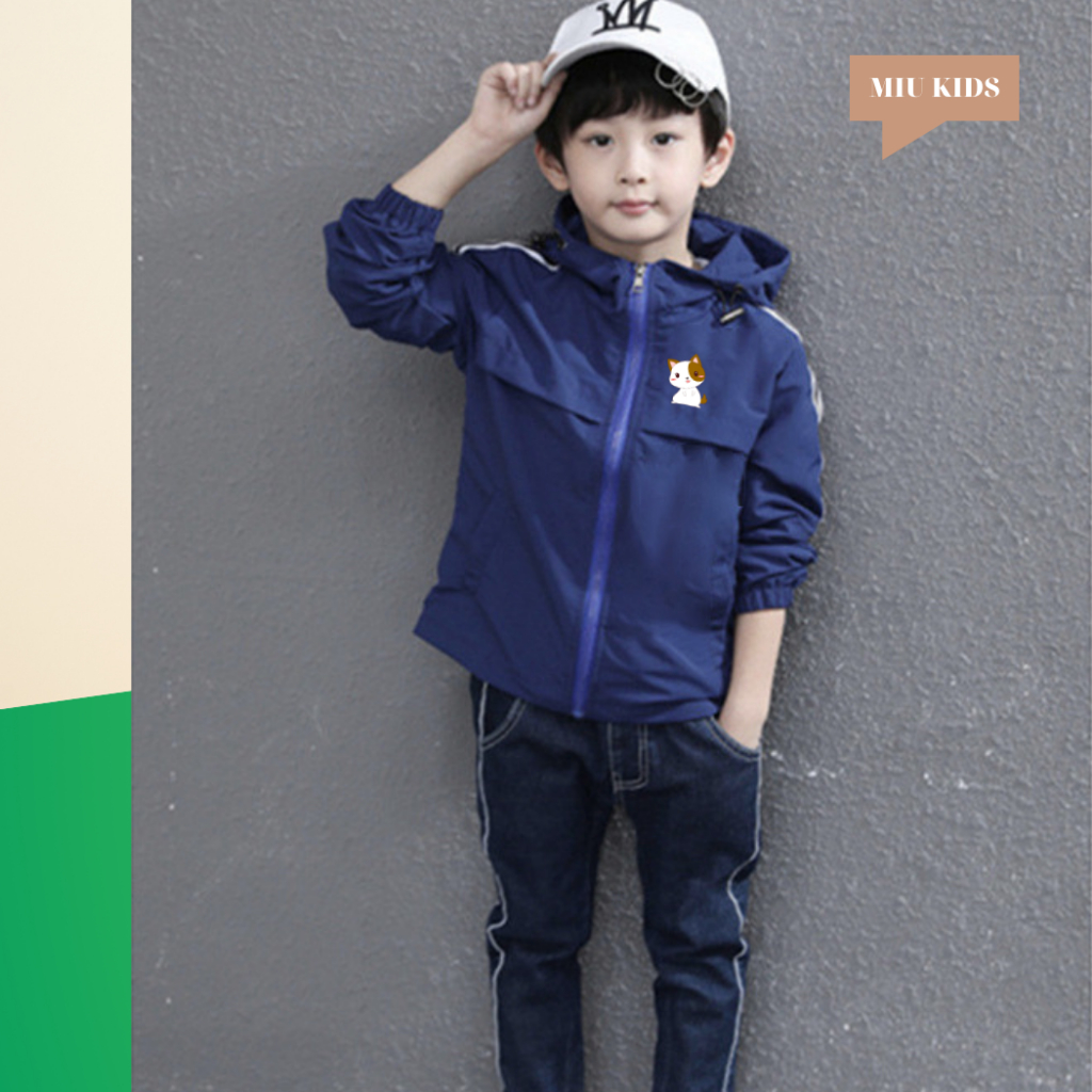 Áo Khoác bé trai và bé gái dù 2 lớp từ 14kg đến 40kg in hình dễ thương Z35