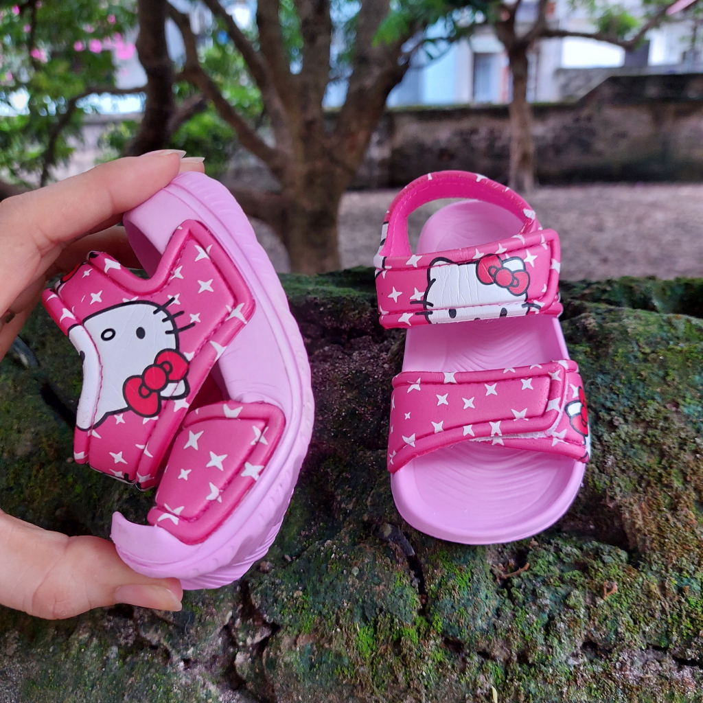 Dép sandal trẻ em, dép quai hậu trẻ em quai dán, quai xốp EVA siêu nhẹ hoạ tiết Hellokity cho bé gái size 24-35 DQH01