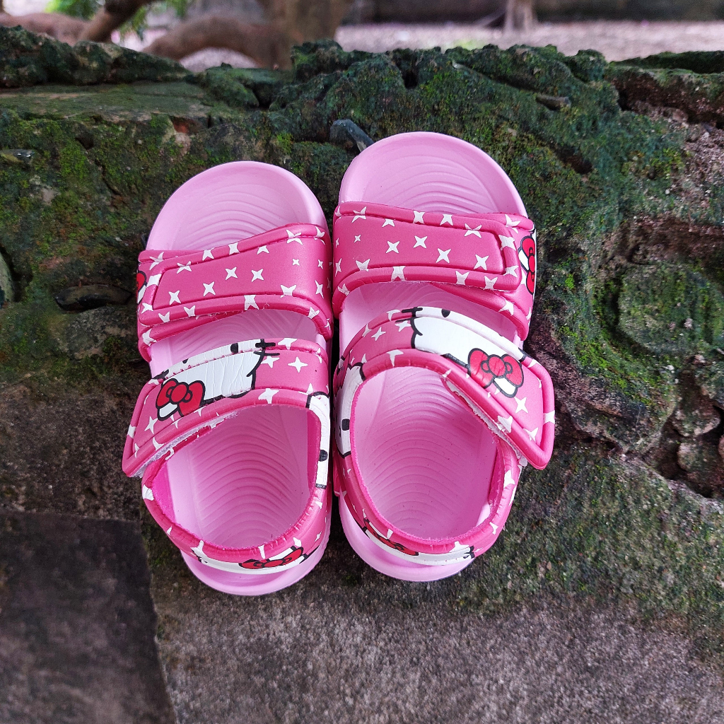 Dép sandal trẻ em, dép quai hậu trẻ em quai dán, quai xốp EVA siêu nhẹ hoạ tiết Hellokity cho bé gái size 24-35 DQH01