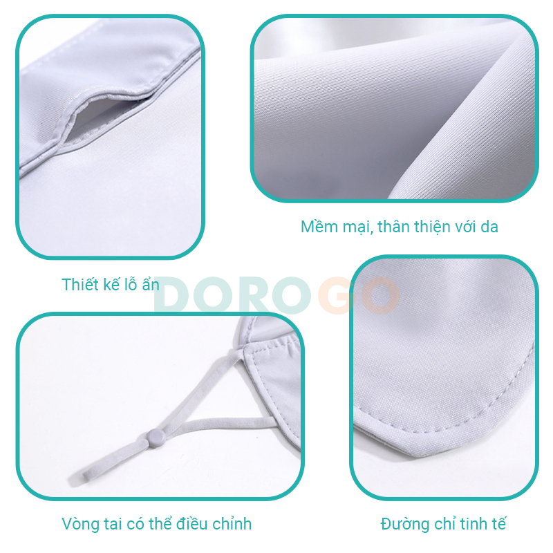 Khẩu trang vải chống nắng cao cấp loại bỏ tia UV chất vải lụa băng mát thoáng khí DOROGO - KTV
