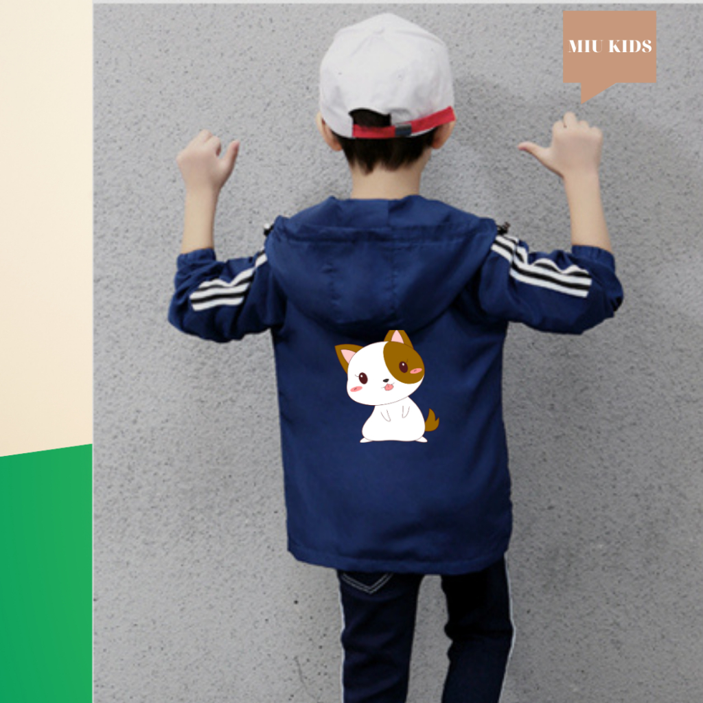 Áo Khoác bé trai và bé gái dù 2 lớp từ 14kg đến 40kg in hình dễ thương Z35