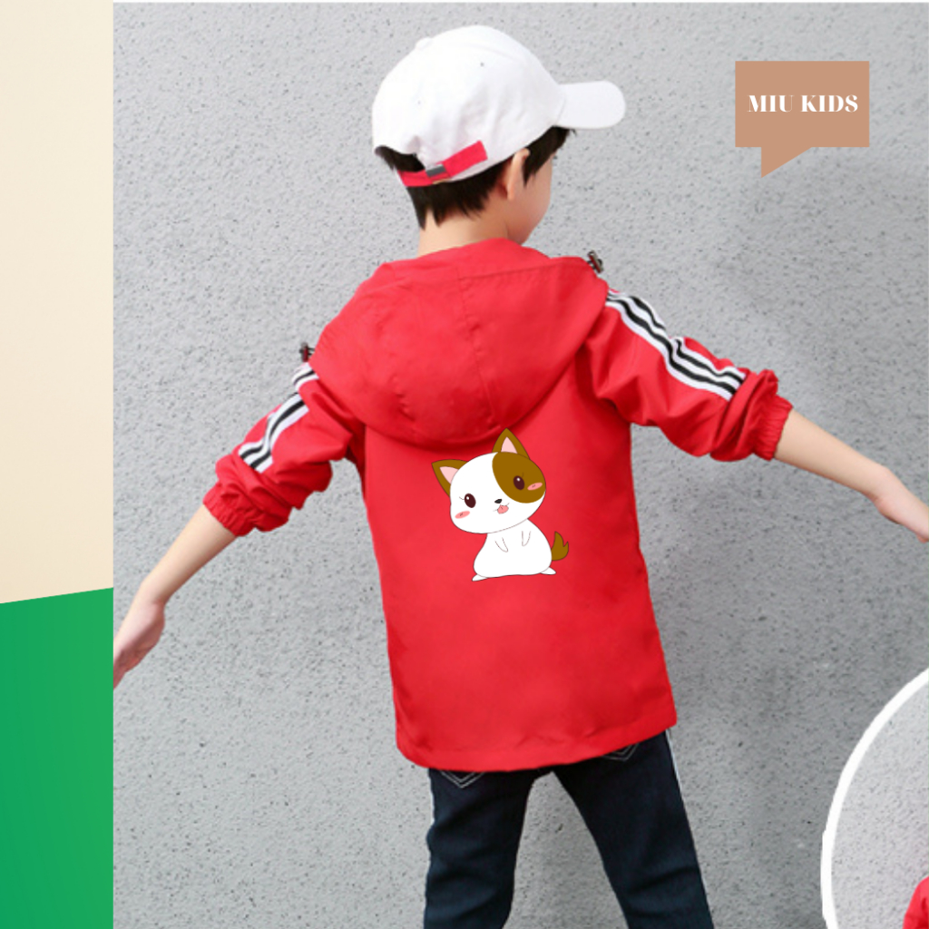 Áo Khoác bé trai và bé gái dù 2 lớp từ 14kg đến 40kg in hình dễ thương Z35