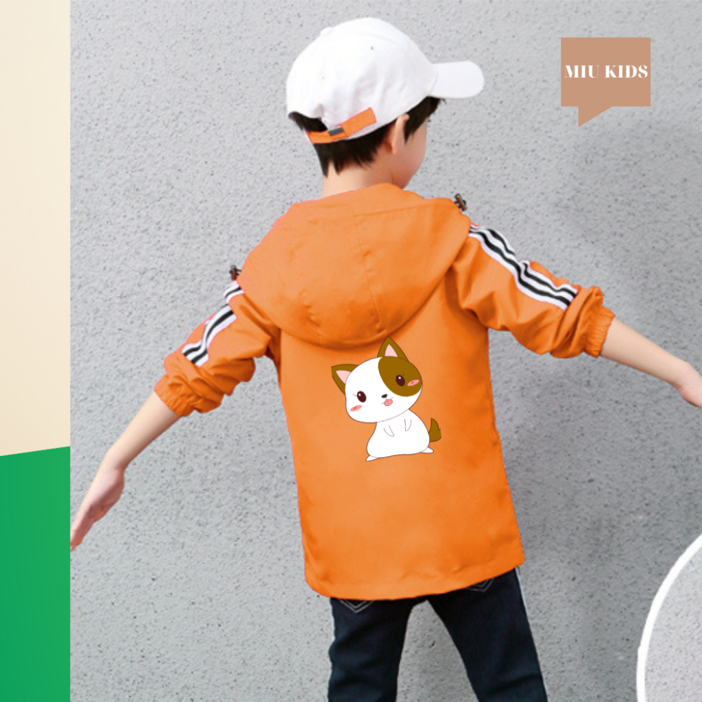 Áo Khoác bé trai và bé gái dù 2 lớp từ 14kg đến 40kg in hình dễ thương Z35