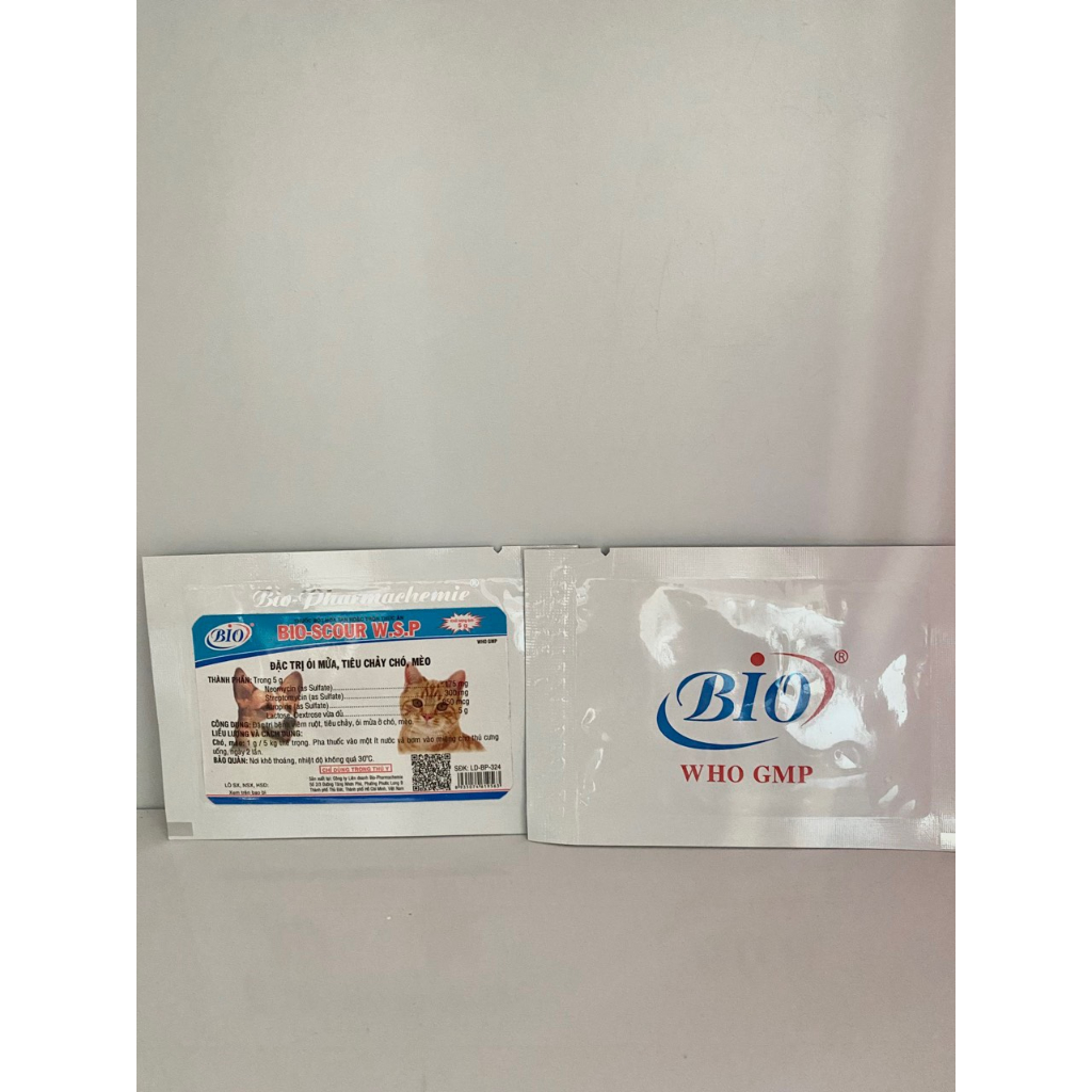 Bio-Scour W.S.P 5g Bột Hòa Tan Hoặc Trộn Thức Ăn - Tiêu Chảy Chó, Mèo