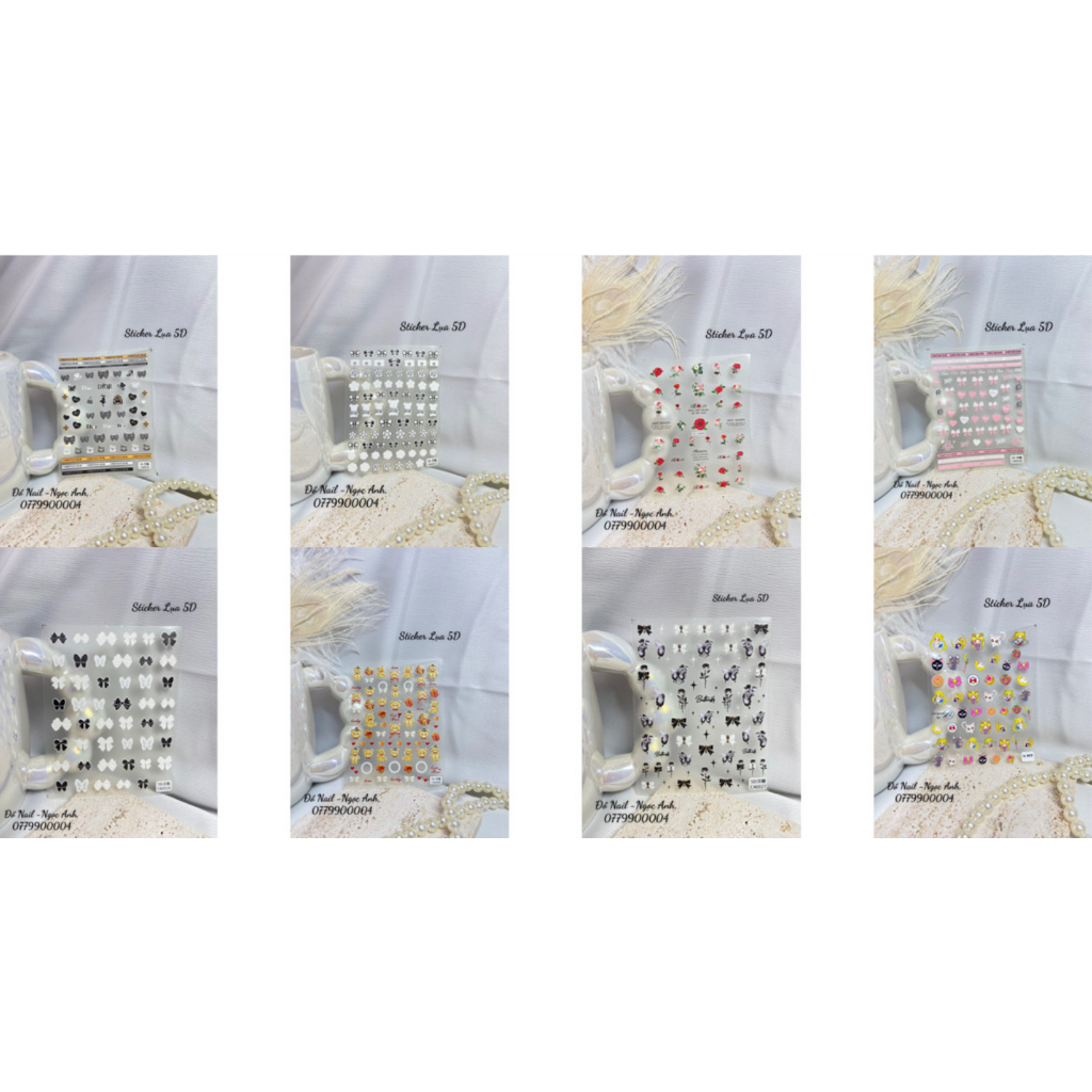 Sticker 5D Lụa Dán Nail Có Nhiều Mẫu Khác Nhau - Khách Bấm Vào Ảnh Để Chọn