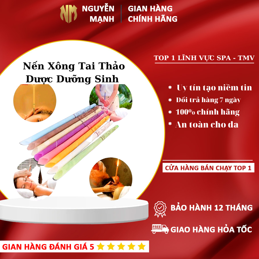 Nến Xông Tai Thảo Dược, Dạng Loa Thơm Mùi Thảo Dược,Nhiều Khói Không Bị Rớt Tàn.