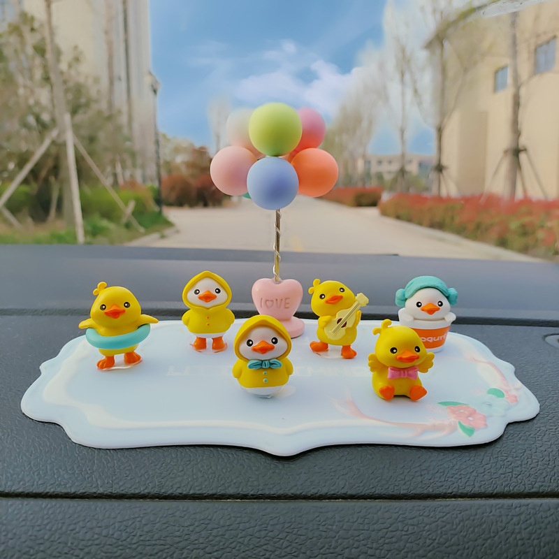 Trang trí ô tô-Set vịt vàng trang trí tablo ô tô, xe hơi,bàn học,bàn làm việc