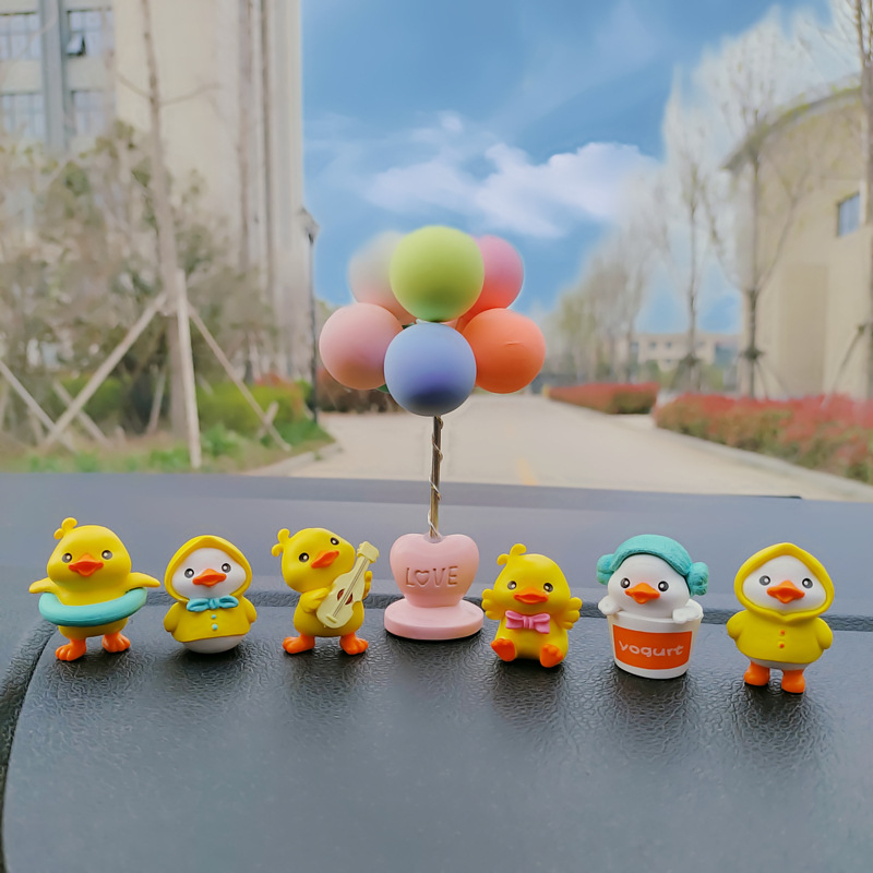 Trang trí ô tô-Set vịt vàng trang trí tablo ô tô, xe hơi,bàn học,bàn làm việc