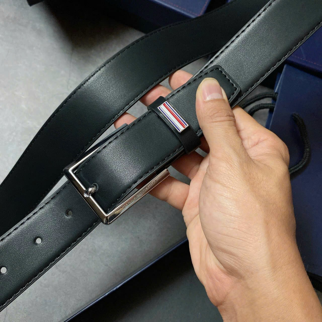 Thắt lưng nam đục lỗ tom my xuất xịn full box dây dài 1m2