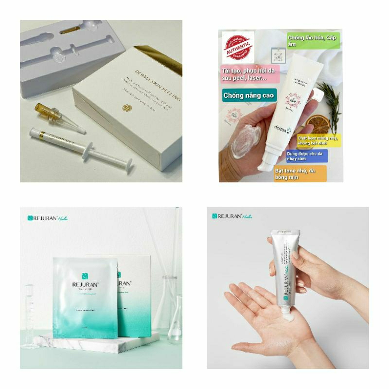 (Combo) Thay da sinh học Bqcell và Kem, Mặt nạ phục hồi Rejuran, Kem chống nắng Dermaj Hàn Quốc