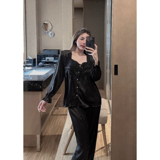 Đồ bộ nữ, đồ ngủ lụa latin, pyjama nữ tiểu thư, chất liệu lụa mềm mịn, thoáng mát
