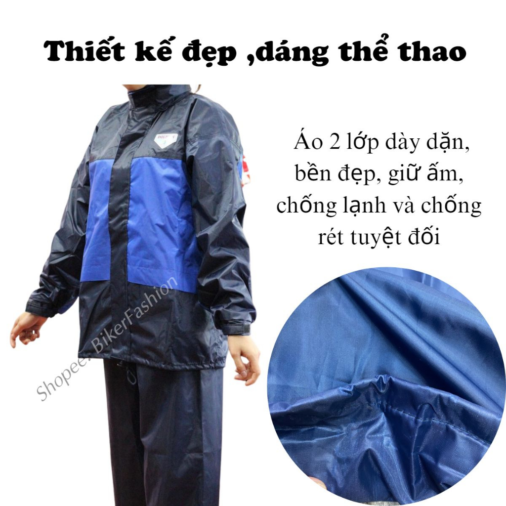 Bộ áo mưa chống thấm, áo mưa chống lạnh DOLPHIN chính hãng