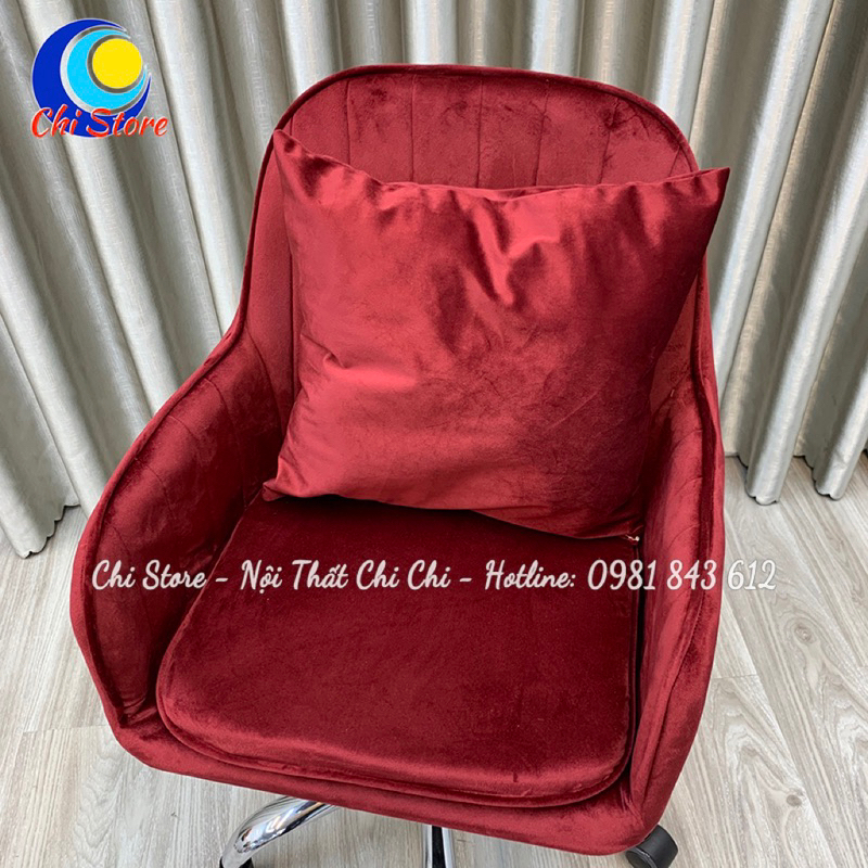 Ghế Bánh Xe Xoay Văn Phòng, Ghế Ngồi Bàn Trang Điểm, Makeup Vân Sò Nỉ Tiểu Thư Xoay 360 Độ Và Tuỳ Chỉnh Độ Cao