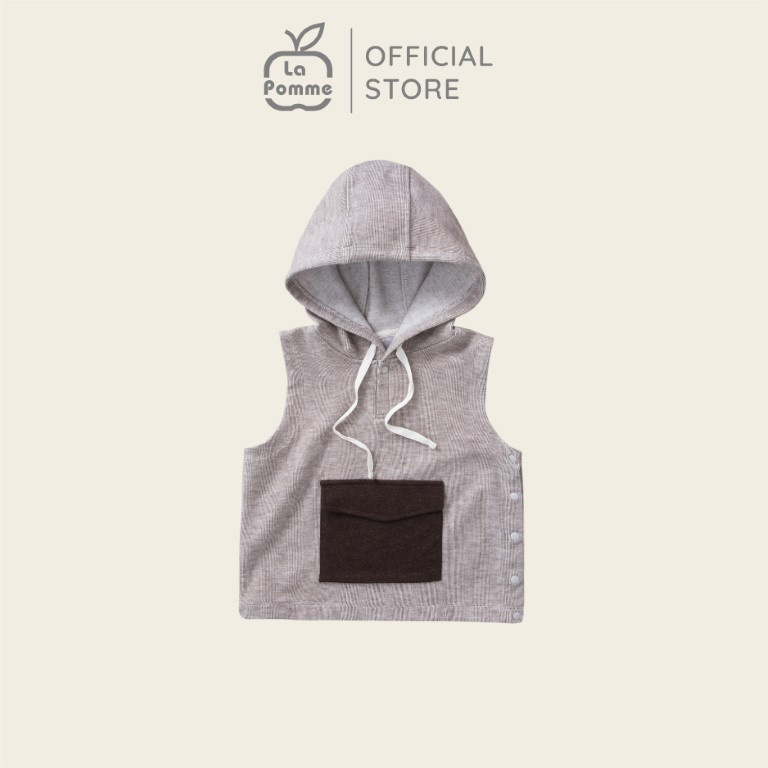 6-9M Áo Gile có mũ cho bé trai, bé gái LA POMME Cool Pocket 44002