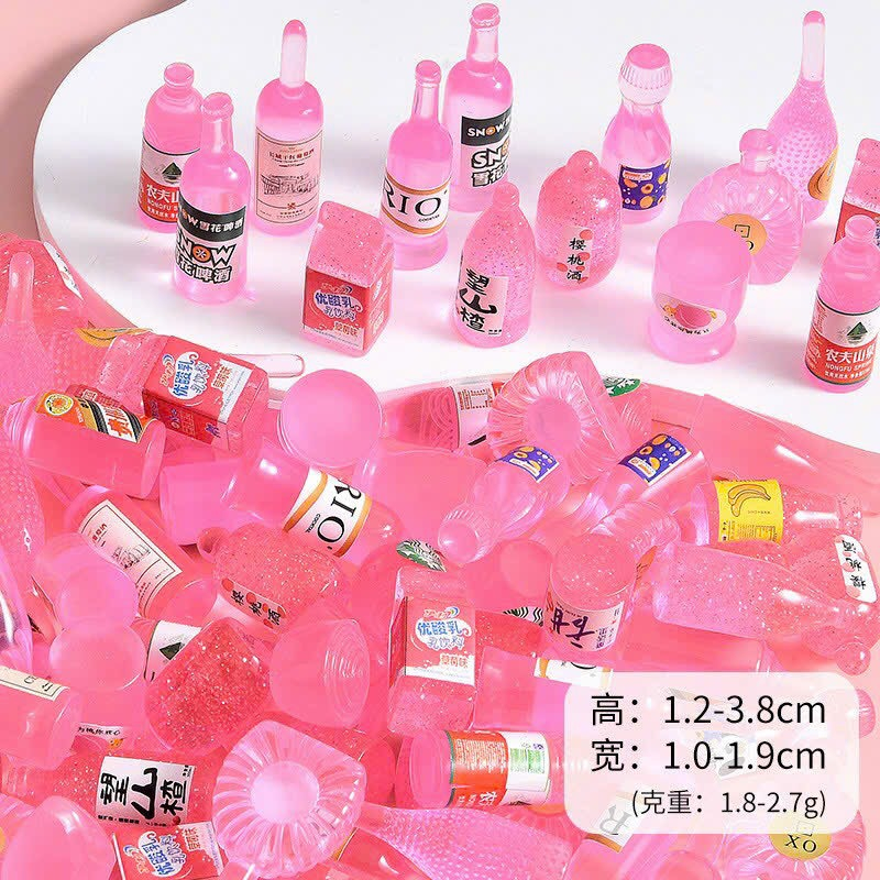 SET 10 / 50 trai Mô hình chai kim tuyến bia và nước giải khát đồ chơi trang trí nhà búp bê