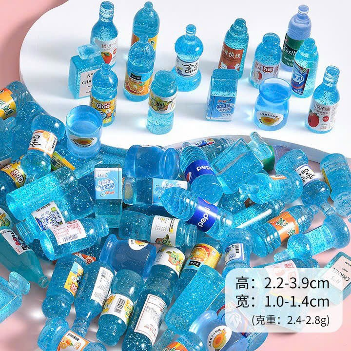 SET 10 / 50 trai Mô hình chai kim tuyến bia và nước giải khát đồ chơi trang trí nhà búp bê
