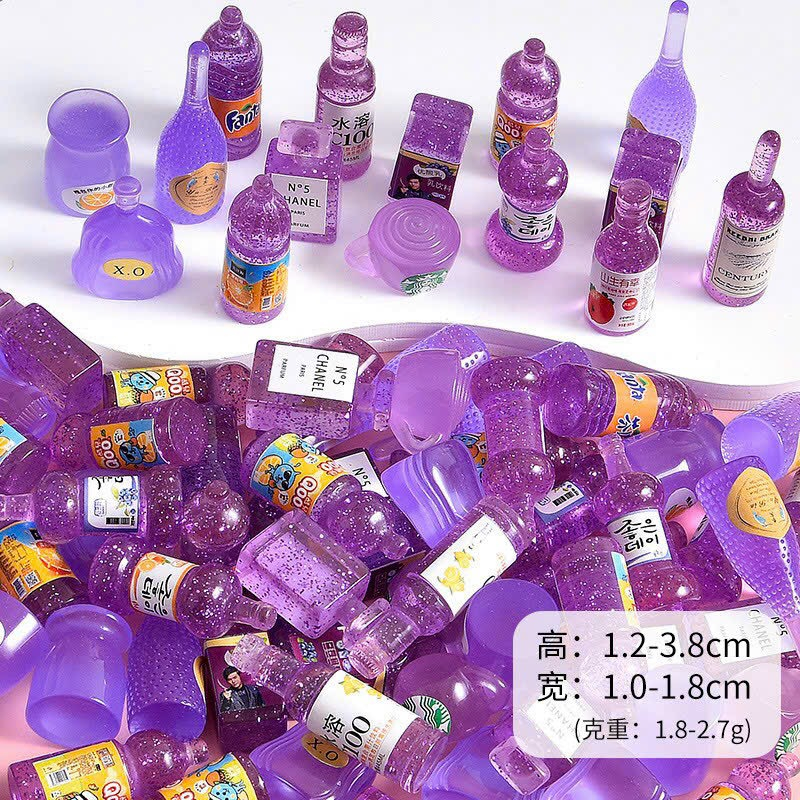 SET 10 / 50 trai Mô hình chai kim tuyến bia và nước giải khát đồ chơi trang trí nhà búp bê