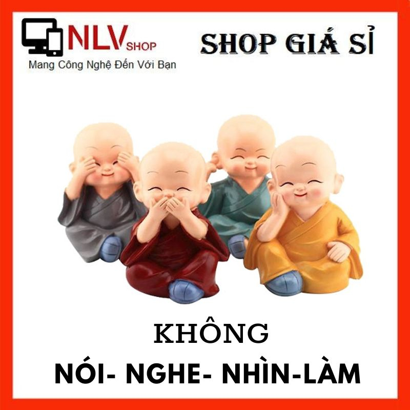 Bộ Tứ Không - Bộ 4 Chú Tiểu Phong Thủy Dùng Để Trang Trí Xe Hơi, Bàn Làm Việc Mang Lại Bình An, May Mắn Và Hạnh Phúc
