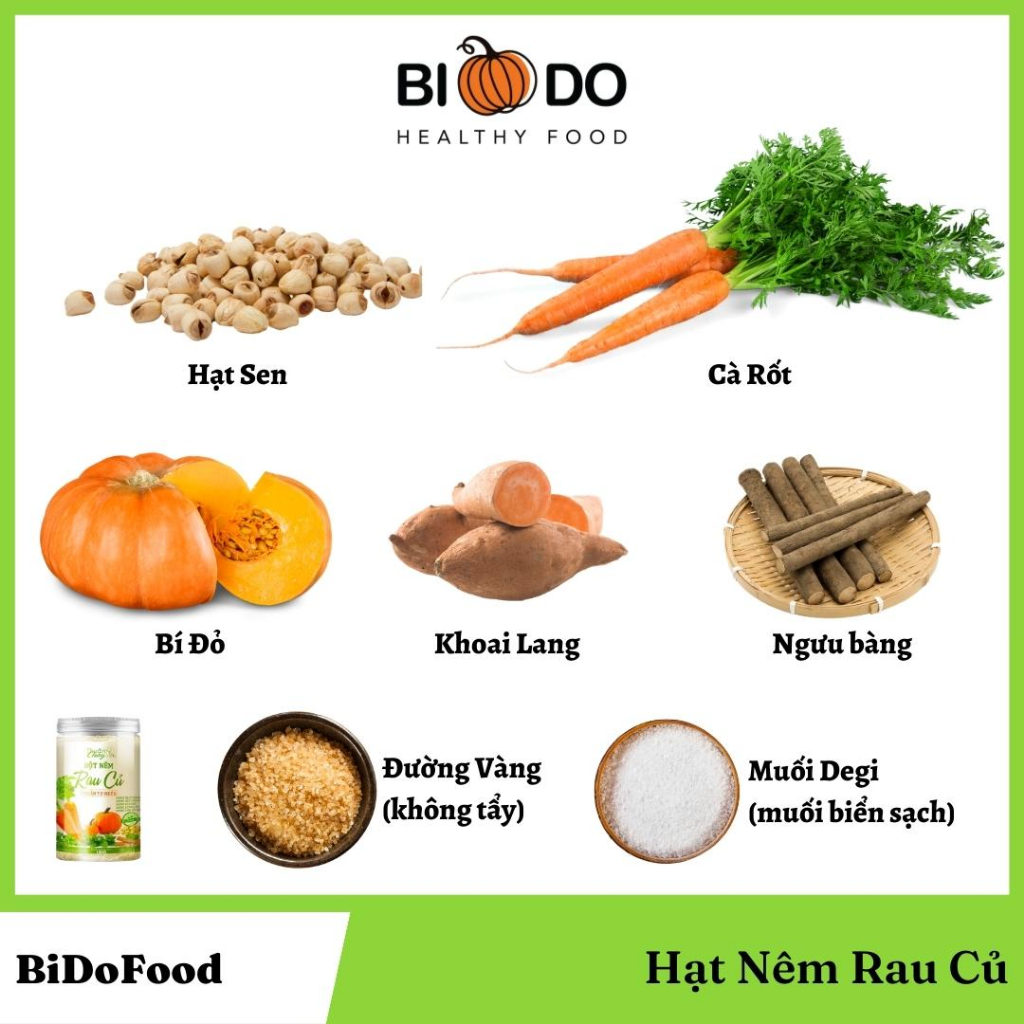 Hạt Nêm Rau Củ Cho Bé Ăn Dặm Thuần Chay - Bí Đỏ Food - Bột Nêm Chay Ngưu Bàng