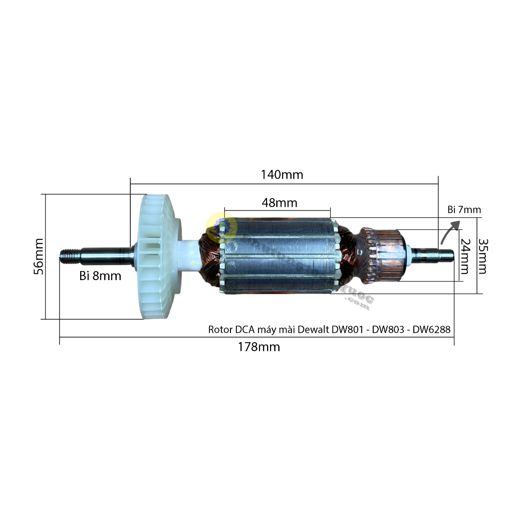 Rotor Máy Mài 100mm DeWALT Với Các Mã DW801 - DW803 - DW810 - DW6288 Hoặc Máy Mài Black and Decker KG15